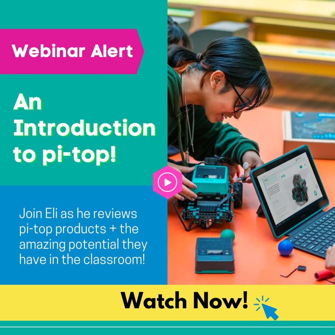 GetPiTop's tweet image. In case you missed it, you can now watch our recent Webinar on &quot;An Introduction to pi-top&quot; here! hubs.ly/Q01qSm5B0
#edtech #steminschool #steamforkids #cseducation #k12computerscience #codingforkids