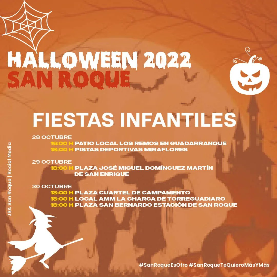 san_jsa's tweet photo. Mañana, 28 de octubre, comenzarán las actividades previstas para este fin de semana con motivo de la Fiesta de Halloween y Tosantos. 

 #SanRoqueEsOtro #SanRoqueTeQuieroMásYMás #Halloween2022 #Tosantos https://t.co/X82Y729lc4