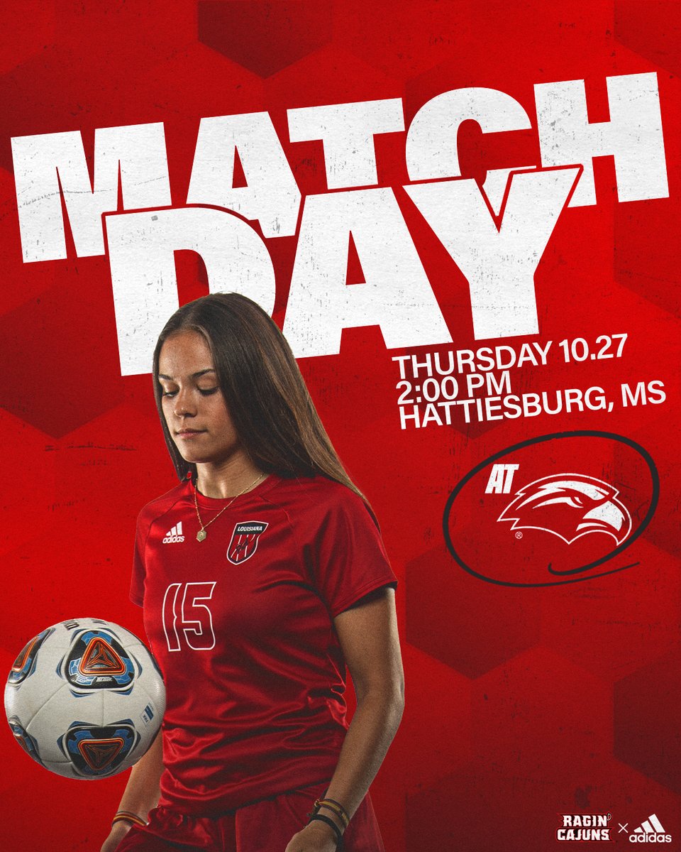 Getting the day started off in Hattiesburg with a little Futbol ⚽️

🆚 Southern Miss
📅 10.27.22
⏰ 2 pm
🏟 USM Soccer Complex
📺 ESPN+
📊 CajunStats.com

#GeauxCajuns ⚜️