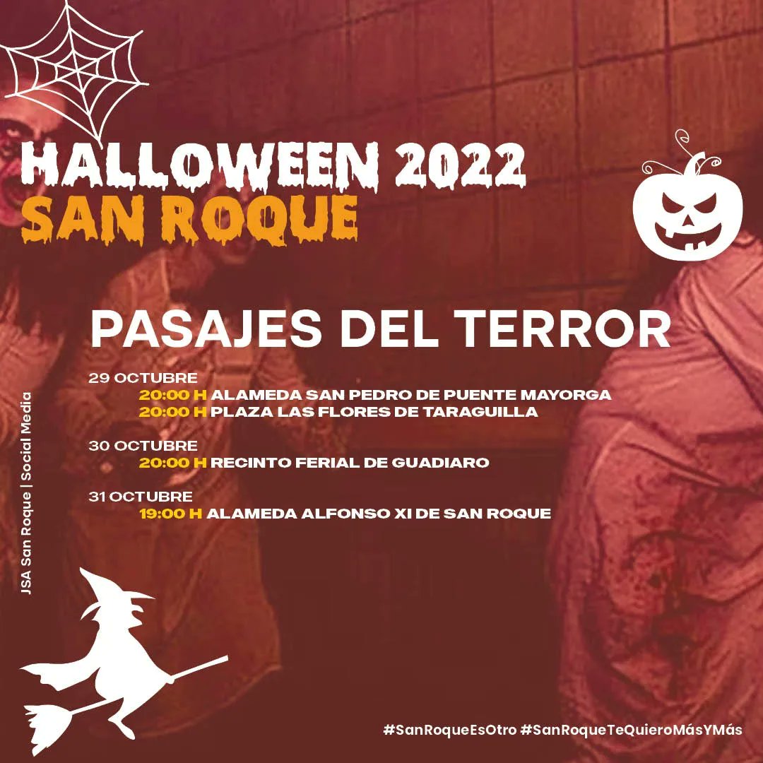 san_jsa's tweet photo. Mañana, 28 de octubre, comenzarán las actividades previstas para este fin de semana con motivo de la Fiesta de Halloween y Tosantos. 

 #SanRoqueEsOtro #SanRoqueTeQuieroMásYMás #Halloween2022 #Tosantos https://t.co/X82Y729lc4