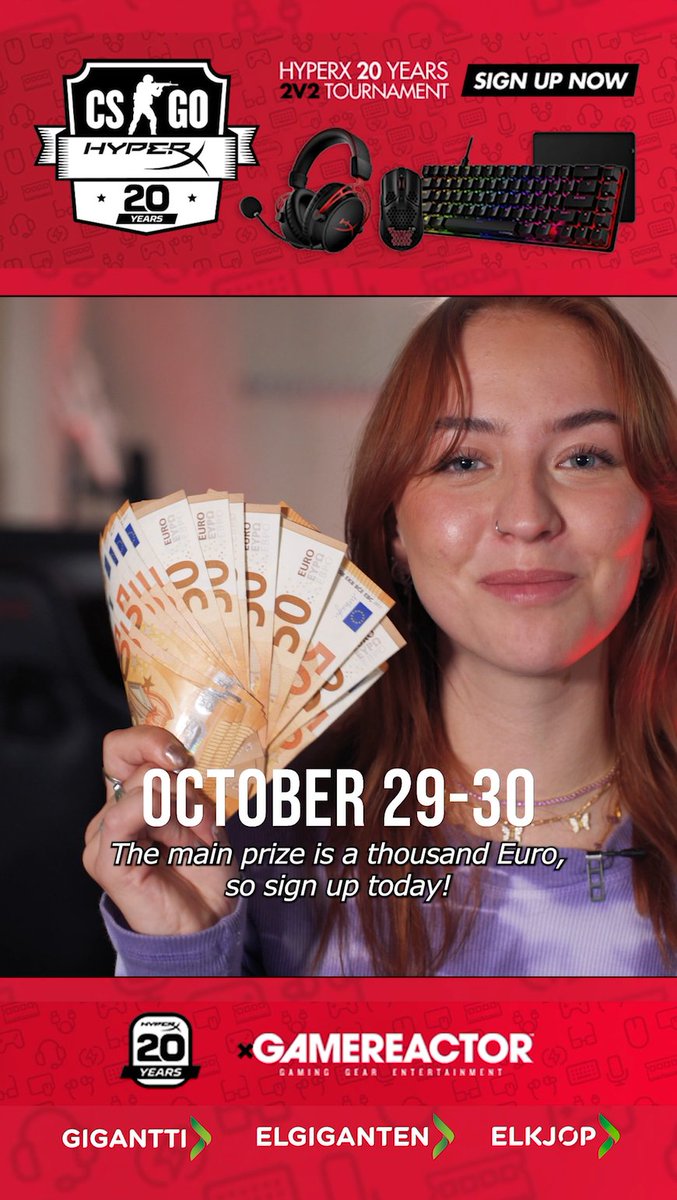 This weekend I will be casting a 2v2 tournament alongside <a href="/MrsRomerCSGO/">Julia Rømer Christensen</a> and you can still sign up! With a main prize of 1000 euro and plenty of hardware up for grabs - more information at gamereactor.dk/league/hyperx2… 
<a href="/HyperX/">HyperX</a> <a href="/Gamereactor_DK/">GameractorDk</a>