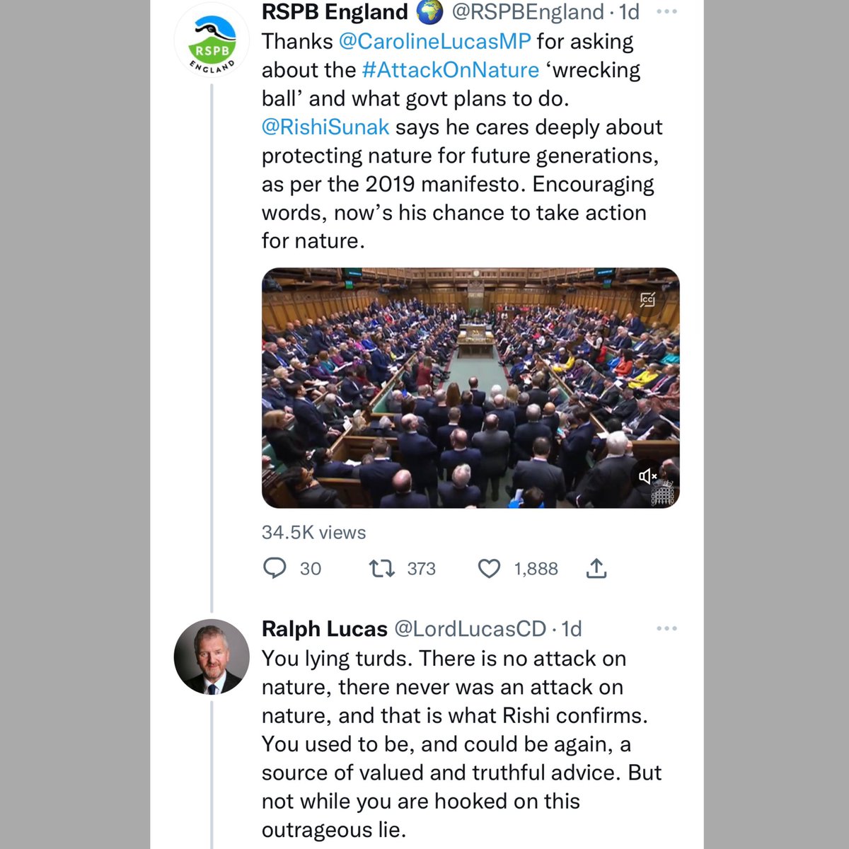 implausibleblog's tweet photo. Conservative Peer to the RSPB “You lying turds.”

😳 https://t.co/kot3QH6khM