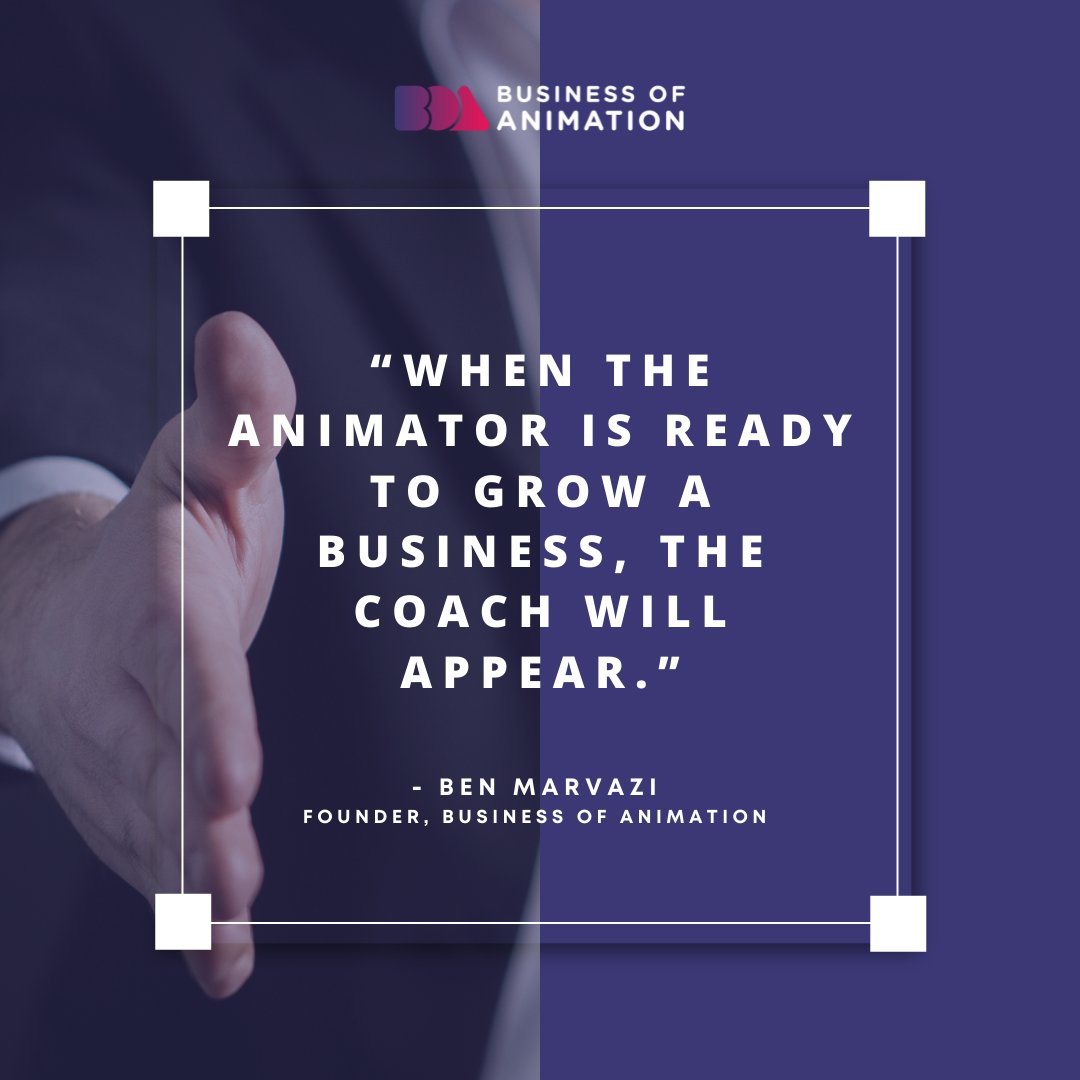animationbiz's tweet image. “When the animator is ready to grow a business, the coach will appear.” -Ben Marvazi, Founder of Business of Animation

Want to Start and Build Your Own Animation Studio? Link in bio.

#AnimationQuote #AnimationQuotes #AnimationInspiration #AnimatorQuote #AnimatorQuotes