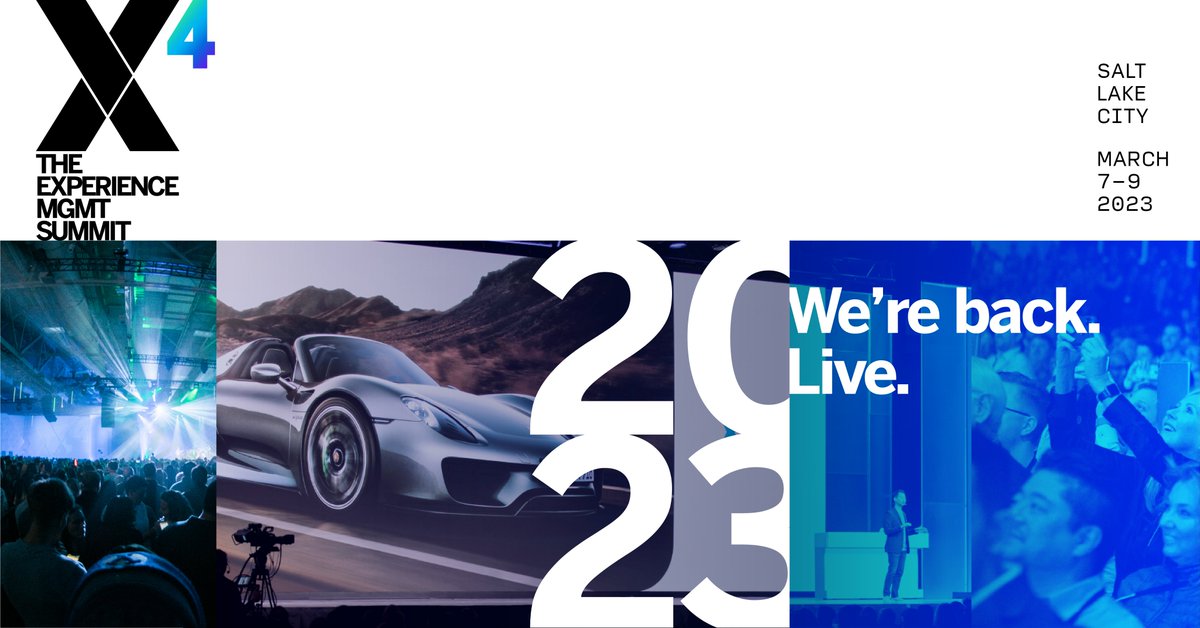 Qualtrics's tweet photo. What's better than attending X4 Summit? Attending the first LIVE X4 since 2019. 

Join us for 10 keynotes, 80+ breakout sessions, interactive training, and all the experiences that make X4 a practical and inspiring event. 

Register now for early pricing: https://t.co/uZD5U9TYIa https://t.co/R0JIpgdfuT