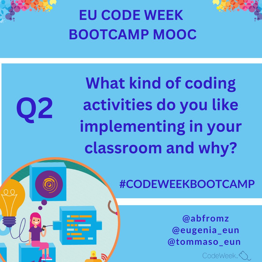 abfromz's tweet image. #Q2 What kind of coding activities do you like implementing in your classroom and why? #CodeWeekBootcamp