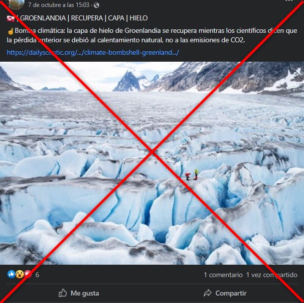 🧵 ¿Groenlandia está “recuperando” su capa de hielo y los científicos afirman que el derretimiento previo se debe al 'calentamiento natural' del planeta y no a la actividad humana? ❌ No, esto es falso. Ve más⬇️