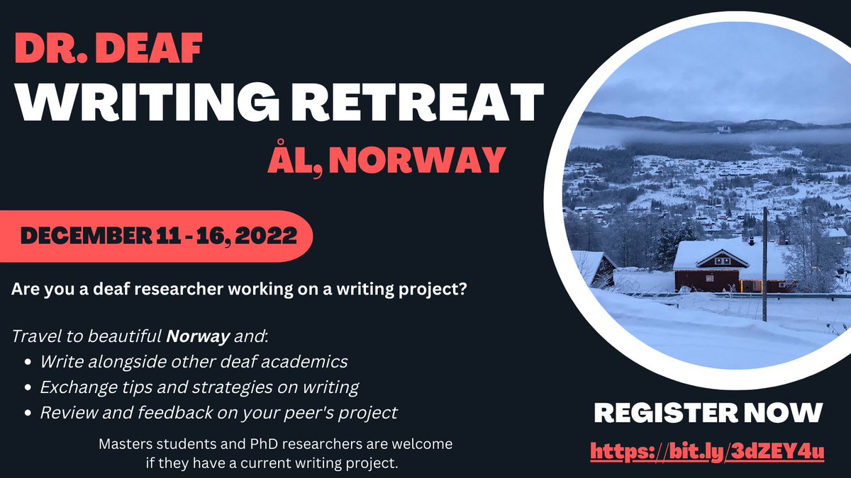 We're currently at 27 registrations for the writing retreat and 15 for PhDeaf! So we'll have over 40 deaf academic writers and aspiring/beginning PhD researchers together! What a joy 😍 Registrations are open for two more weeks. We're looking forward to welcoming you! #drDeaf