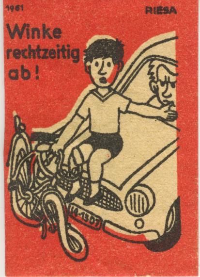 GermanAtPompey's tweet photo. East German road safety matchboxes, made in Riesa https://t.co/RFqqP6y98O