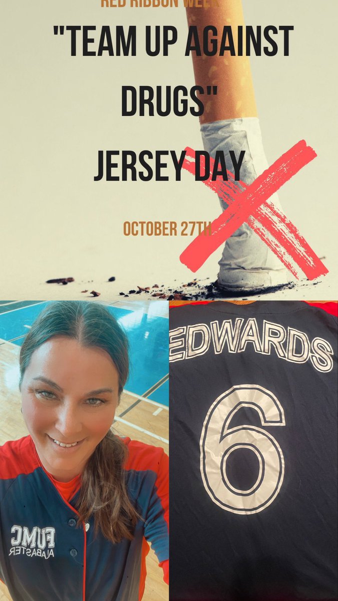 Auburn1024's tweet photo. Supporting @asahperd today as they TEAM UP with #Health and #physicaleducators around the state to Rock the gyms and classrooms in our combined efforts to address the use of illegal drugs among youth.  Don’t have any jerseys so I wore my own!

 #asahperd #drugfree #redribbonweek https://t.co/2QNEhWsg7M