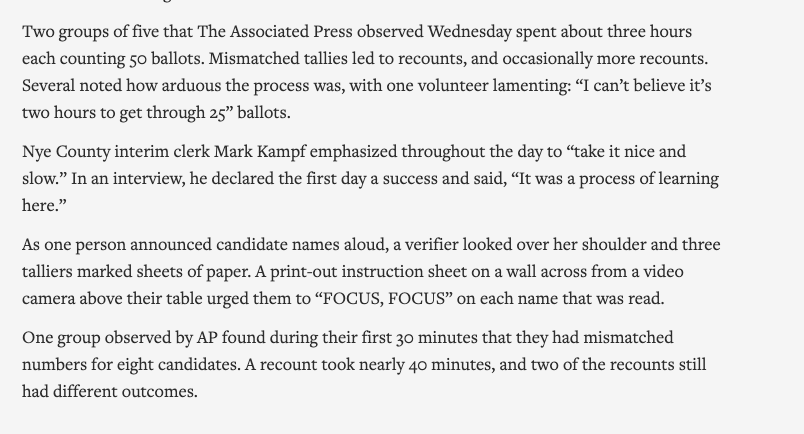 srl's tweet photo. An AP reporter observed several mismatched counts during the first day of a highly controversial hand count of ballots in a Nevada county https://t.co/N3ClHWofxc https://t.co/X8h0U12wLO