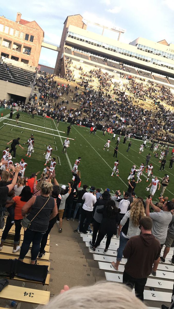 GoBeavHawks's tweet photo. @BeavsTweets After shanking the PAT to win at the end of regulation. Beavs lost the OT toss but chose the visitor endzone which was 50 people deep going bonkers. Great way to watch the OT W! https://t.co/5Q7VPVlc0D