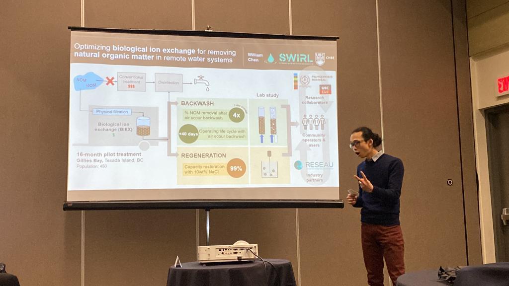 williamswchen's tweet photo. Water treatment for remote communites with biological ion exchange #BIEX @ #CCEC2022. 

✅ Technical session w/ summer students Chris &amp; Victor (good work!)
🥈2nd place - 3-minute thesis #3MT🥳

Photo creds: @MMirzaei92 @FatemehAsadi14👈&amp; for cheering for me in prelims!
@SWIRL_UBC https://t.co/3GvAIMq97i