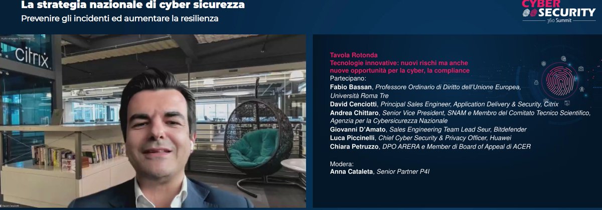 Cybersec360's tweet photo. Si stanno concretizzando nuovi modelli frutto della #trasformazionedigitale che è in corso: c’è una variazione dello scenario, dell’IT e dei comportamenti dell’utente.
@cencio4 @Citrix_Italia @MaxGrassi @NetScaler #lavoriamosmart #CySec360summit https://t.co/c0tTW3ja9n