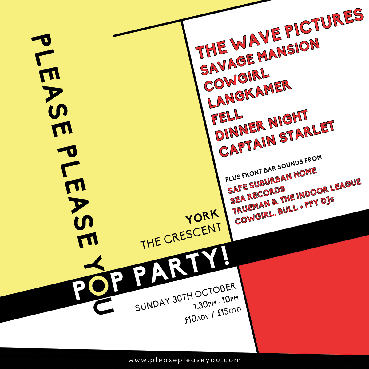 It's our big party in York this Sunday! @TheWavePictures top the revived PPY POP Party with a host of other ace bands and DJs all day in the bar at @TheCrescentYork. A bargain £10adv >> thecrescentyork.com/events Thank you all, let's party!