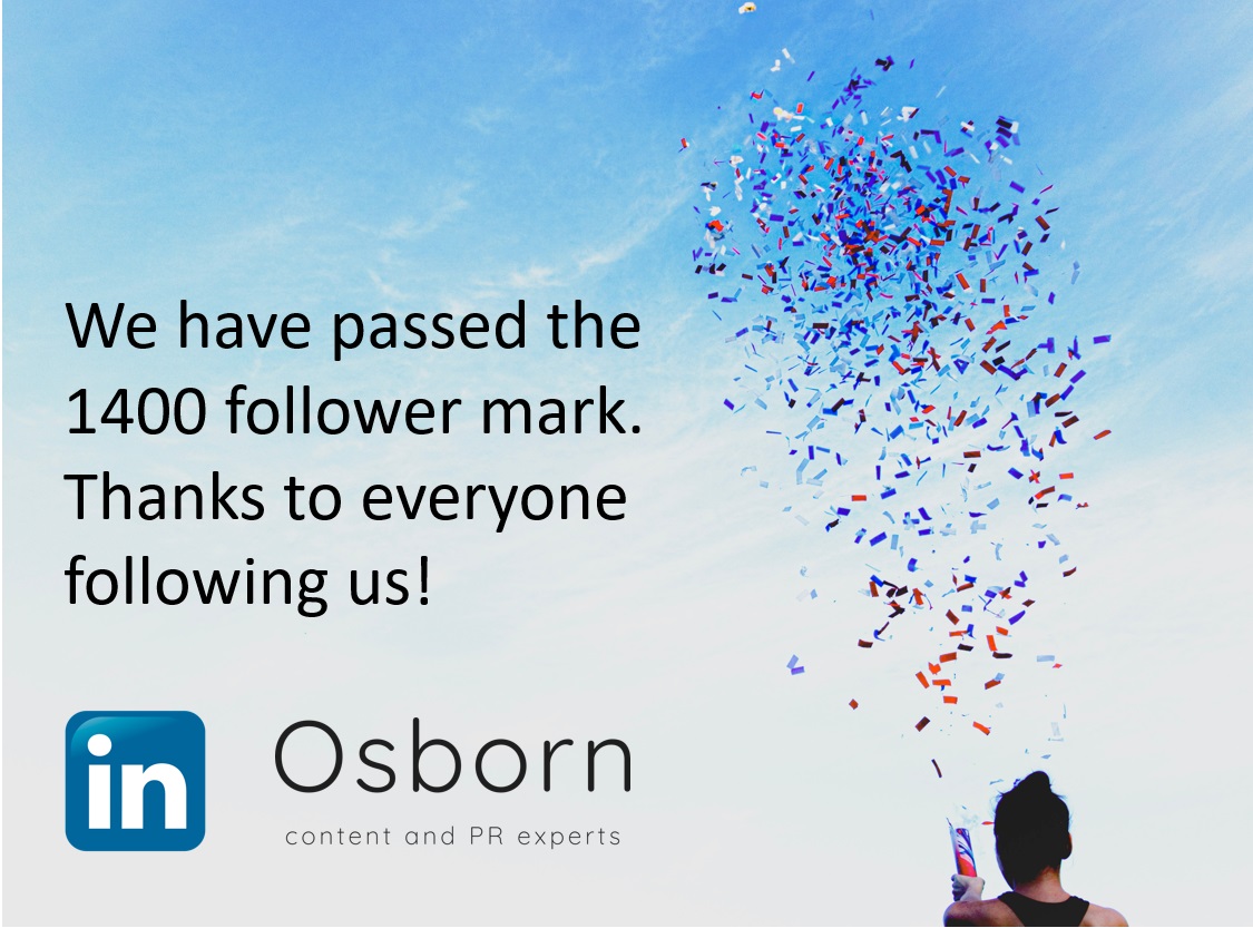 We have passed the 1400 follower mark on LinkedIn. Thanks to everyone who has followed our page and liked our content. To follow us on <a href="/LinkedIn/">LinkedIn</a> go to:  linkedin.com/company/osborn…