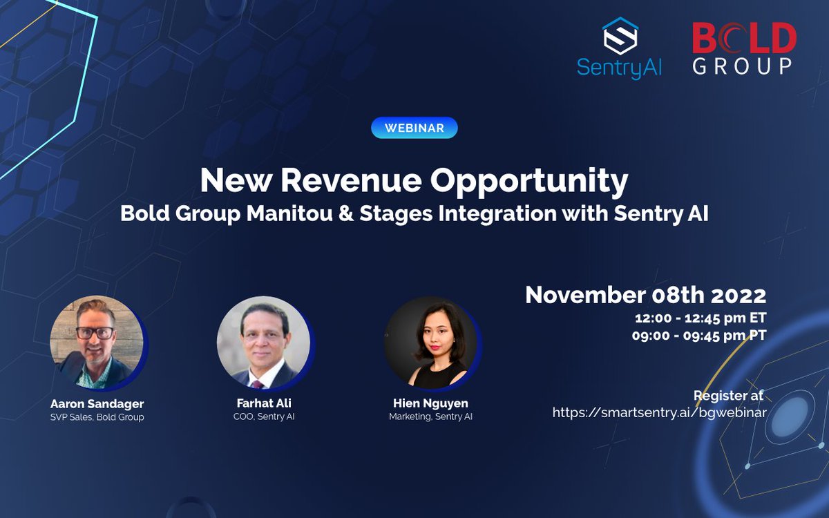 smartsentry's tweet photo. It's time to elevate your video monitoring services with Situational Awareness #AI. Join our webinar on November 8th to learn more about the latest integration between @smartsentry  and 
@BoldTech's stages and Manitou #AlarmMonitoring. Register at https://t.co/n2lqFBQO4G https://t.co/QW4zByPxHg