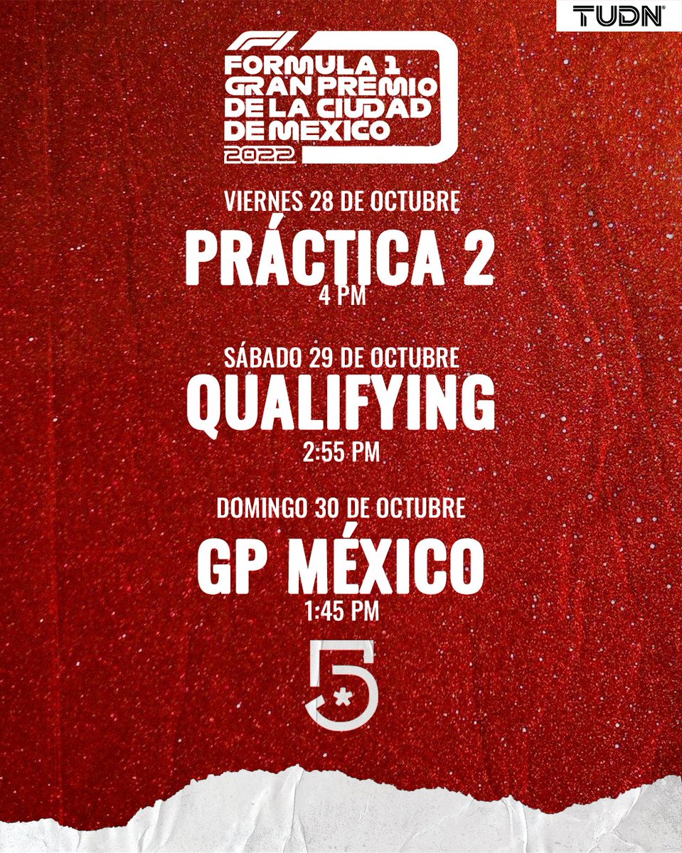 🏁 Enciendan los motores que tendremos un fin de semana de #ChecoYF1XEl5 🏎️

✅ Viernes- Práctica 2
✅ Sábado- Qualifyng
✅ Y el domingo  #MexicoGP 😉