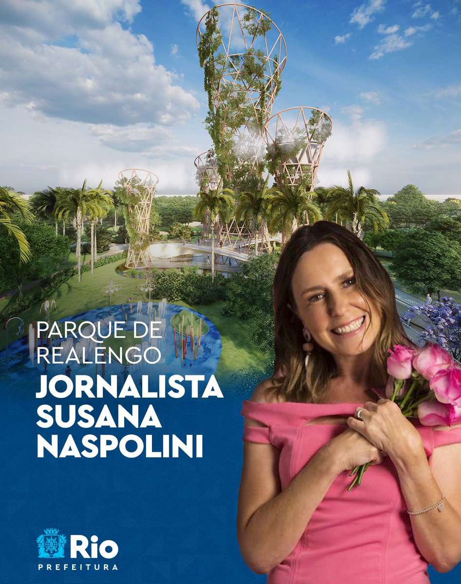 Em homenagem ao trabalho da jornalista Susana Naspolini e todo legado deixado por ela na história da nossa cidade, o Parque de Realengo ganhou um novo nome.

É, Susana... A gente vai levar alegria para os cariocas assim como você levava quando chegava aos bairros do Rio. 💙