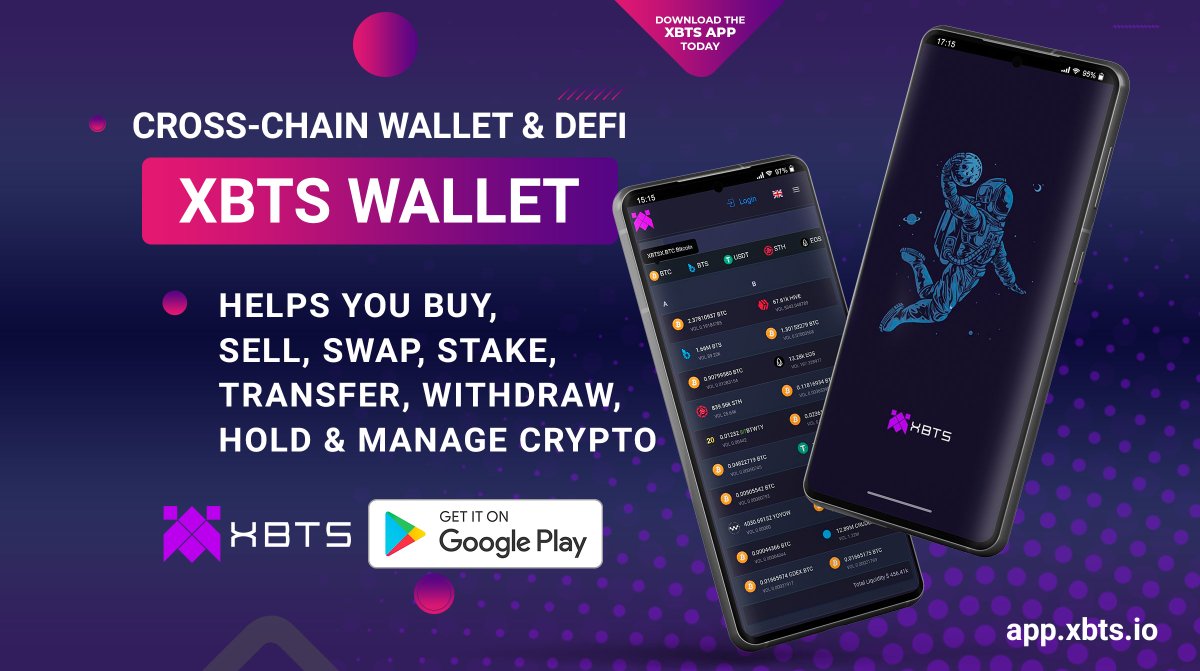 📲XBTS APP is an advanced crypto wallet with DeFi and Staking features. 
✅Buy, Sell, Swap, Stake, and Transfer Crypto in a few clicks.
➡️Get it on play.google.com/store/apps/det…
🌐Always handy! 
🤑No KYC!

#xbtsdex #bitshares #dex #defi #crosschain #cryptocurrency #wallet