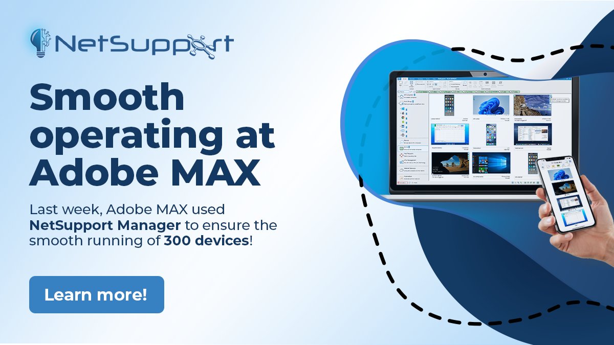 NetSupportNSM's tweet photo. It was an honour for #NetSupportManager to sponsor #AdobeMAX last week! Our #RemoteControl solution was used by the #IT team to ensure the smooth running of machines and #Devices across the conference. See how the event went here https://t.co/Fm27cw5YUD https://t.co/F208XmMZk8