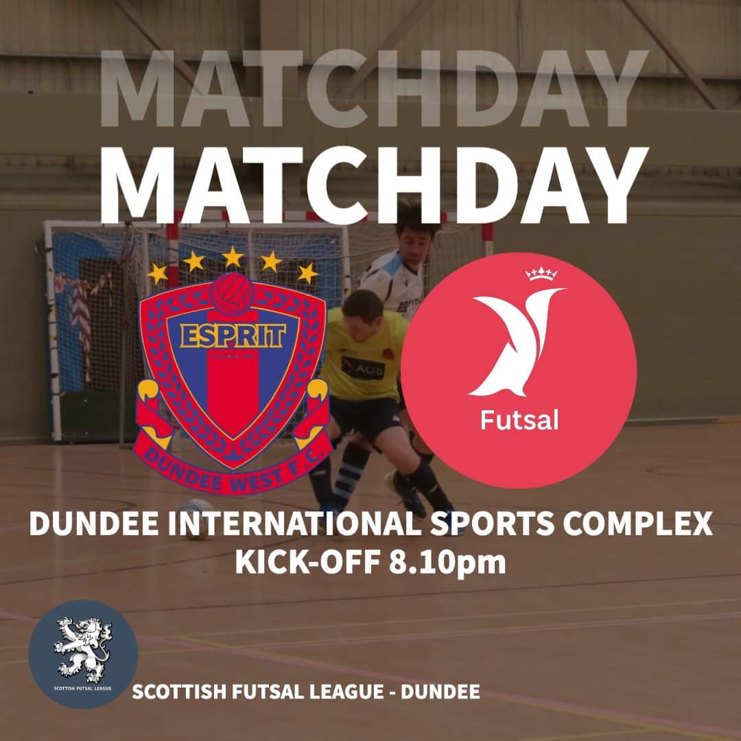 Competitive Futsal Returns

⚽️ MATCHDAY 

Scottish Futsal League. Dundee kicks off tonight at the Dundee International Sports Complex. 

West take on Dundee University Futsal Club in the 8.10 kick off.  

Free entry and lots of entertainment with matches starting at 6.10pm. 
❤️💙