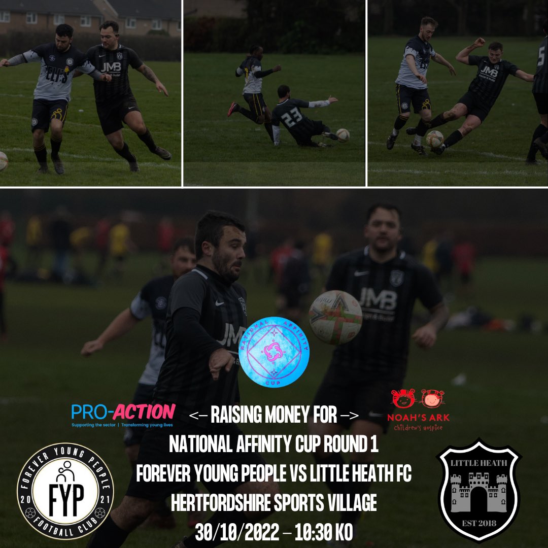 Little Heath FC (@littleheathfc) on Twitter photo Charity Cup fixture!
The club takes on familiar opponents <a href="/FYPFC21/">Forever Young People FC</a> with a tie away to <a href="/GreenMachineFo1/">Green Machine Football Club</a> awaiting the winners.
The game will be in aid of <a href="/ProActionHerts/">Pro-Action Herts</a> and <a href="/NoahsArkHospice/">Noah's Ark Children's Hospice</a> both of which are amazing children’s charities.
Drop us a DM to make a donation! Charity Cup fixture!
The club takes on familiar opponents <a href="/FYPFC21/">Forever Young People FC</a> with a tie away to <a href="/GreenMachineFo1/">Green Machine Football Club</a> awaiting the winners.
The game will be in aid of <a href="/ProActionHerts/">Pro-Action Herts</a> and <a href="/NoahsArkHospice/">Noah's Ark Children's Hospice</a> both of which are amazing children’s charities.
Drop us a DM to make a donation!