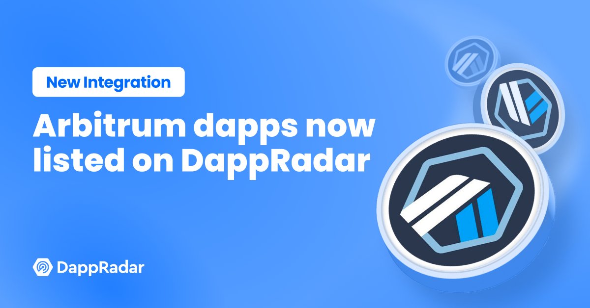 DappRadar's tweet photo. 1/2
🎉 We are excited to announce that @arbitrum dapps are now live on @DappRadar! @ArbitrumDevs @offchain 

⚡️ Track your favorite #Arbitrum dapps
⚡️ Discover new ones
⚡️ Check rankings of #Arbitrum dapps
⚡️ Analyse which dapps build value 

🔦 https://t.co/db37kXr8iy https://t.co/eJ4bkGFgHn