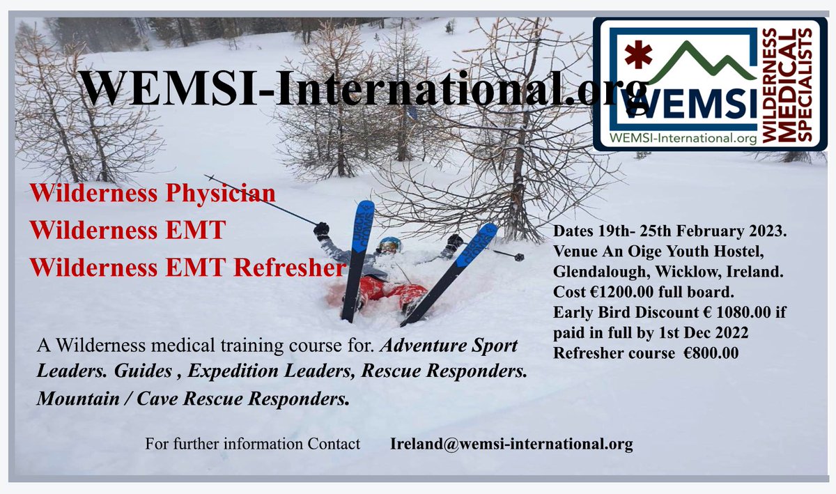 Please share with anyone you feel might be interested #Wemsi #Wemt #Woofer #WPhysician #WildernessMedicine <a href="/WEMSIInt/">WEMSI-International</a>