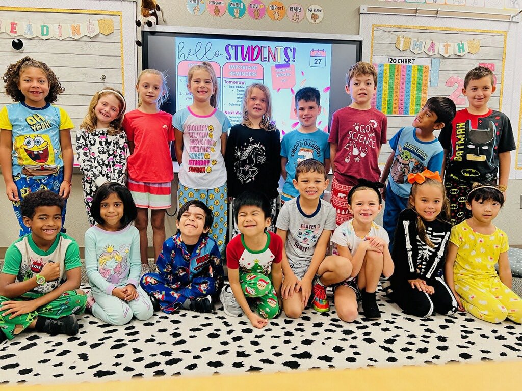 LpeFirsties's tweet photo. It’s Red Ribbon Week @LPES_OCPS. We are wearing our pajamas and dreaming of being drug free! https://t.co/eO87u5eijC