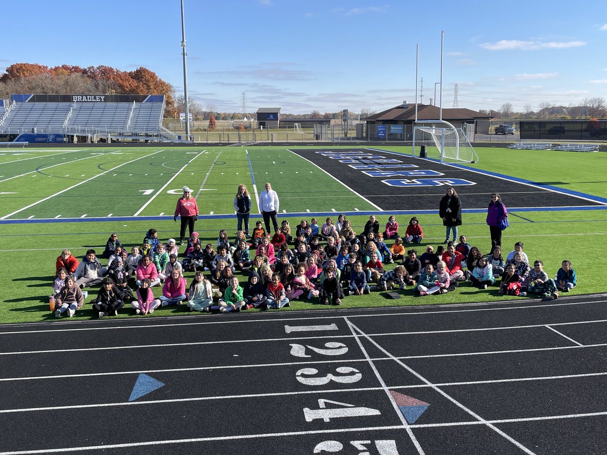 Future ⁦<a href="/BradleyHS/">Bradley High School</a>⁩ Jaguars!   Our third graders had a great morning!   It was great to do Mileage Club on the high school track.