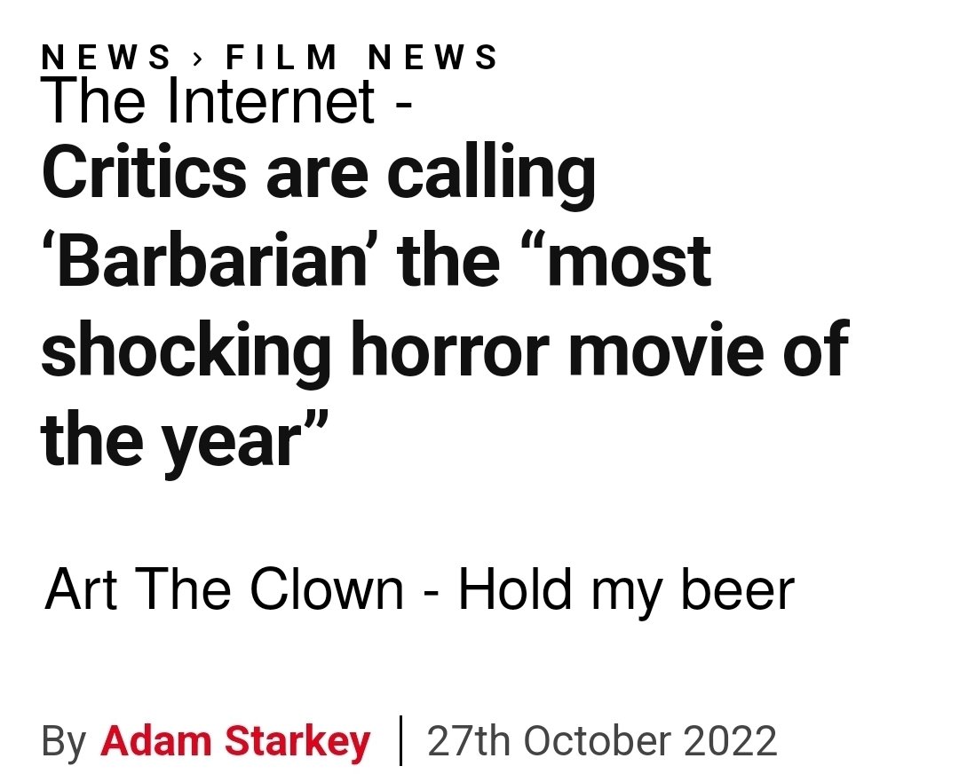 SubZeroFoxes's tweet image. The critics can't have seen Terrifier 2 yet.
@UncleCreepy @damienleone