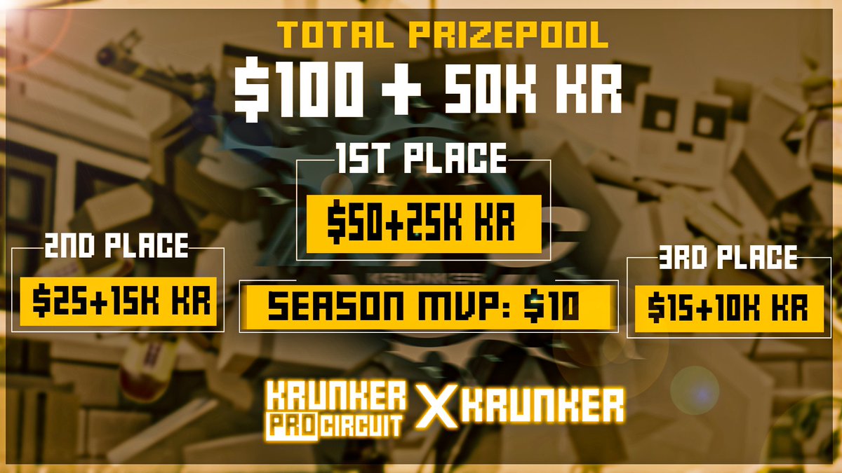 KrunkerEU's tweet image. Come play in the november pug season in KPC! Sponsored by @krunkerio discord.gg/k6TR9hT