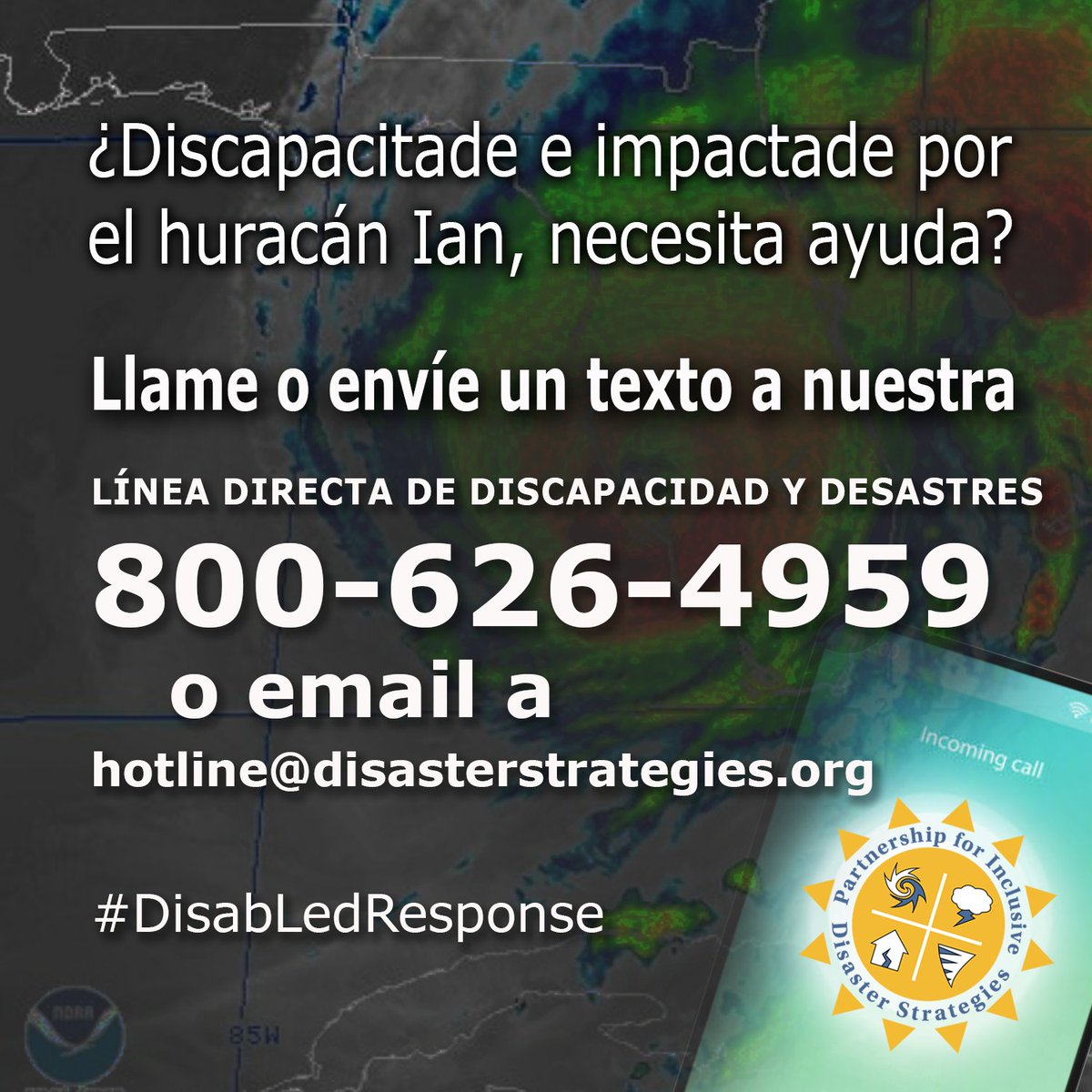 disasterstrat's tweet photo. Gracias por sus donaciones y apoyo
para #DisabLedResponse después del #HuracánIan
Hemes estade trabajando >200hrs
Apoyo a >100 #Discapacitades y sus fam con navegación compleja de servicios y desvío
Apoyo téc a FEMA, ARC, EM estatal, a lo largo de la comunidad de IL
800.626.4959 https://t.co/ivai9woBiC