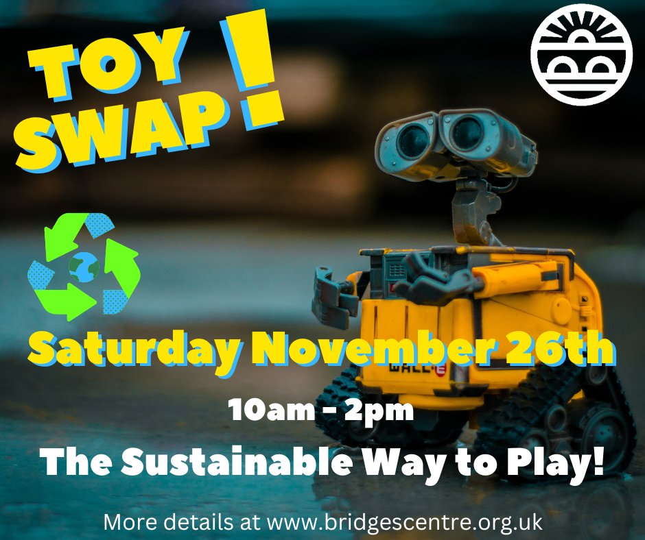 Don't be a Wall-E this Christmas - reduce, reuse, recycle your old toys at our Toy Swap on November 26th. Full details over on the website - bit.ly/3Ng8NuT #bridgescentre #reduce #reuse #Sustainability #monmouthshire