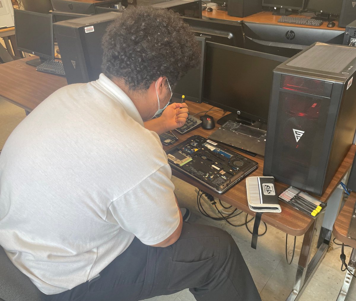 A few students in our Technology Student Association (TSA) club went from never using a screwdriver to taking apart laptops and servers.  We are proud of our students for having the courage to try something new. <a href="/officialahs_tsa/">Technology Student Association</a>