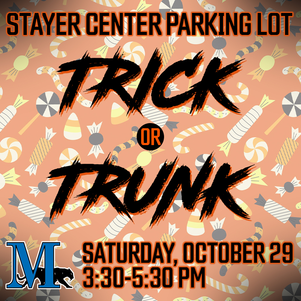 Make sure to add the Stayer Center parking lot to your route Saturday as Marian SAAC will be handing out candy as part of Trick or Trunk! #FightBlueFight