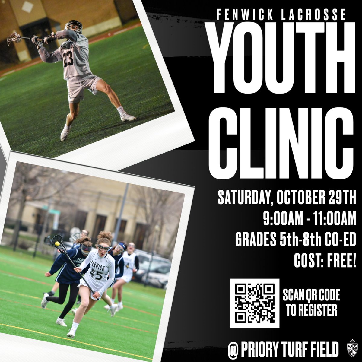 Middle schoolers! We hope you didn’t forget about our upcoming youth clinic for lacrosse this Saturday! You still have time to register. Guess what?! It’s free! We want to see YOU there! <a href="/fenwickgirlslax/">FenwickGirlsLAX</a> <a href="/fenwickboyslax/">Bishop Fenwick Boys Lax</a>