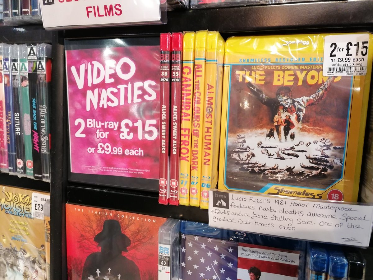 hmvBelfast's tweet photo. Great selection of Video Nasties for this #Halloween2022
Selected classic titles 2 for Β£15 on the @88_Films and @ShamelessFilms #boutiquelabels
#bluray #collectorsedition #specialeditions #horror #cultmovies @avocadoom89 https://t.co/rcNab9u8yi