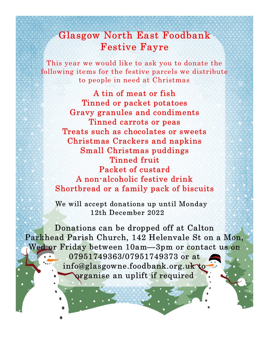 GlasgowNE's tweet image. Its getting to that time of year again, If you are able to help out we would be very grateful @IVsneg @IFAN_UK @TrussellScot @StrathUniFS @FoundationCFC @Cal_Gladiators