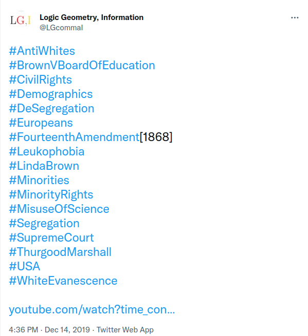 LGcommaI's tweet photo. #Videoverbrennung-345
[#Gechichte:#History
#Zensur:#Censorship]

v=1X_tqj9YRHQ   no longer available..#YouTube account..terminated.

Title was: "The Truth About Brown v. Board of Education"

I accessed it on 2019-12-14.

A copy still survives over at #AltCensored. https://t.co/TKc2U8Jfd6