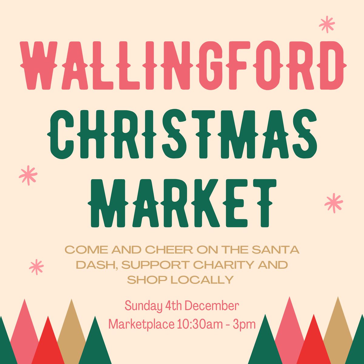 Wallingfordtc's tweet photo. We're excited to announce that the Christmas market will take place on Sunday 4th December 🎄

With the Santa Dash starting and finishing in the marketplace,  Santa's Sleigh and Christmas shopping, it's set to be a great family day out.

Stay tuned for more festive updates! https://t.co/EgSz92HneV