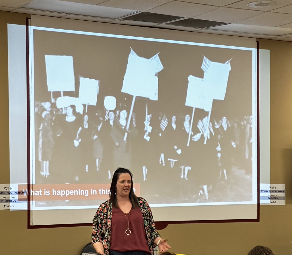 KSDEtchrleaders's tweet photo. @ksdehq Teacher Leader @JillWebs taking @ESSDACK PLC teachers through “Tricking them into Learning” student engagement activities. #KSHGSS @glennw98 #compellingquestions https://t.co/myLa00Qgsq