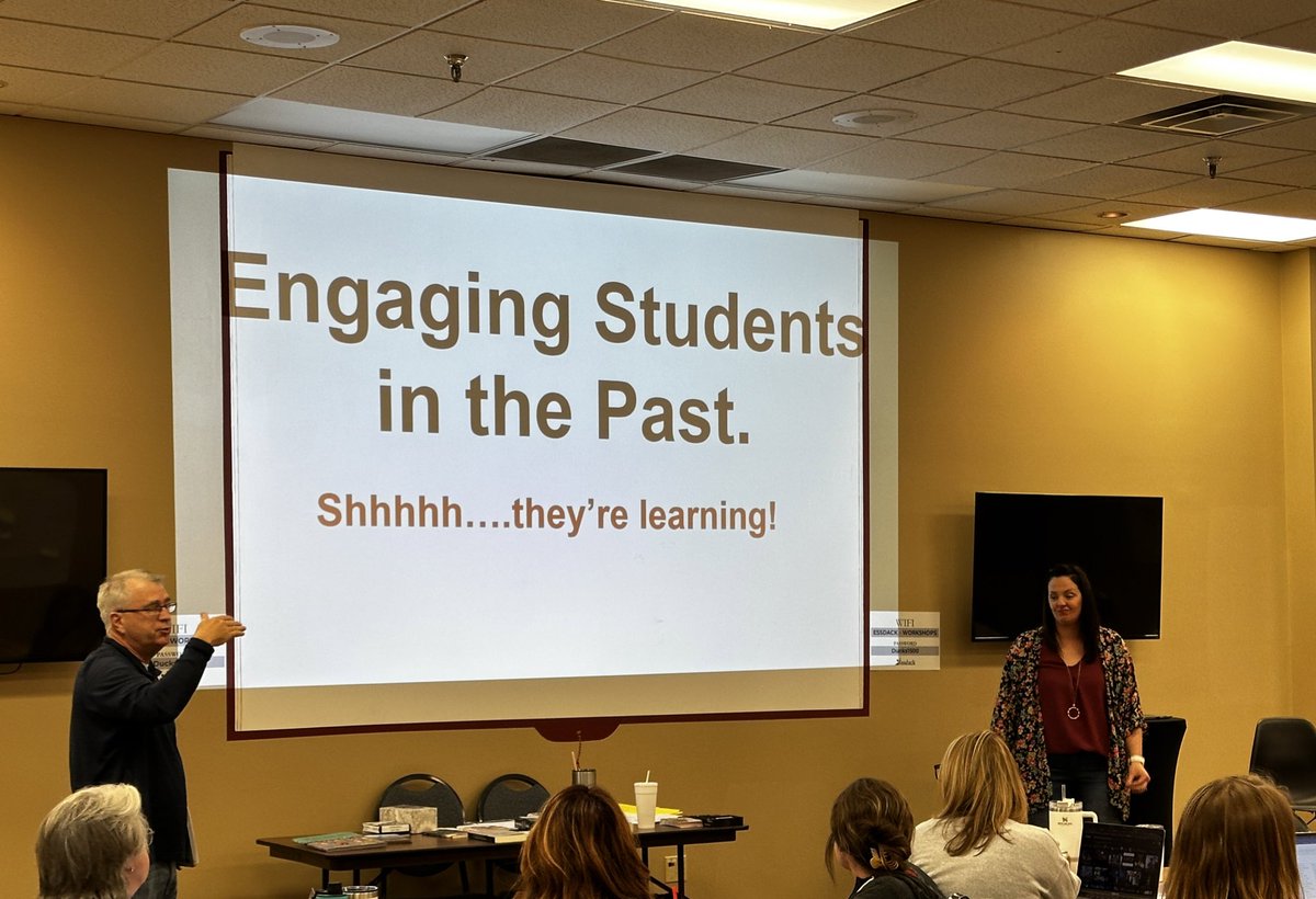 KSDEtchrleaders's tweet photo. @ksdehq Teacher Leader @JillWebs taking @ESSDACK PLC teachers through “Tricking them into Learning” student engagement activities. #KSHGSS @glennw98 #compellingquestions https://t.co/myLa00Qgsq
