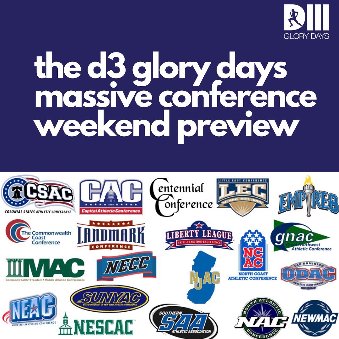 8,242 words previewing every. single. conference meet this weekend. 

It’s our biggest preview EVER. Go read it and let us know what you think. 

d3glorydays.com/read/2022-d3-x…