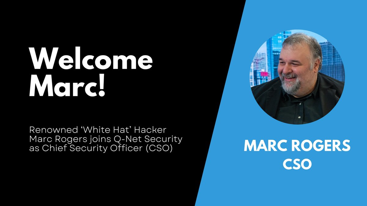 Q-Net Security (@qnetsecurity) on Twitter photo Today, we're thrilled to announce that the legendary Marc Rogers has joined Q-Net Security as our Chief Security Officer.
Read all about it: globenewswire.com/news-release/2…
#cybersecuritymonth <a href="/ctileague/">CTI League</a> <a href="/marcwrogers/">Marc Rogers</a> <a href="/defcon/">DEF CON</a> #cybersecurity Today, we're thrilled to announce that the legendary Marc Rogers has joined Q-Net Security as our Chief Security Officer.
Read all about it: globenewswire.com/news-release/2…
#cybersecuritymonth <a href="/ctileague/">CTI League</a> <a href="/marcwrogers/">Marc Rogers</a> <a href="/defcon/">DEF CON</a> #cybersecurity