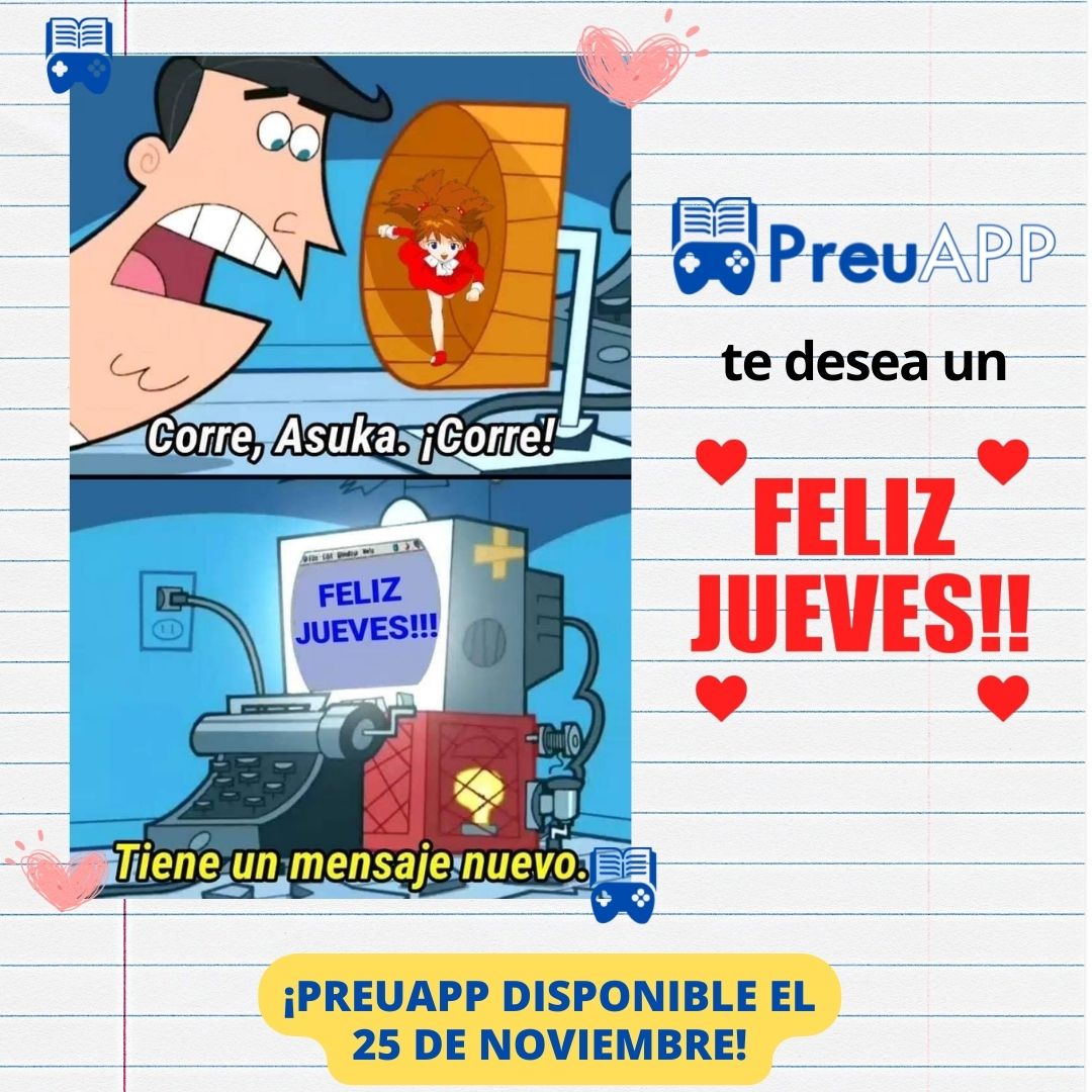 PreuApp's tweet photo. Y como no podía faltar, PreuApp viene corriendo para ser la primera página en desearte un 🥳 ¡Feliz Jueves! 🥳.

#PreuApp #educación
#PAES #FESW #FESW2022 #innovación #utfsm #usm #software
#feriadesoftware
#FESW30AÑOS #informsticausm #Matemática #Lenguaje #Jueves #FelizJueves https://t.co/n4hAOVEP6L