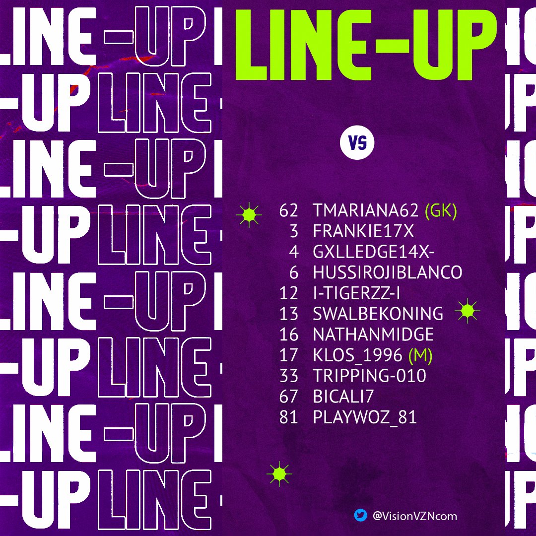 visionVZNcom's tweet photo. 🚨⚽️ Tonight's Lineup in @OfficialVPG ⚽️🟣

🏆 @VPGUK
 Championship
⏰ 20:00 vs @CarnageEsportss 

🏆 @VPGEurope
 Championship B
⏰ 20:45 vs @Bluebirds_eS 
⏰ 21:15 vs #LiquidXI

🎨 @AronTeitsson03 https://t.co/0FUdO4hP9w