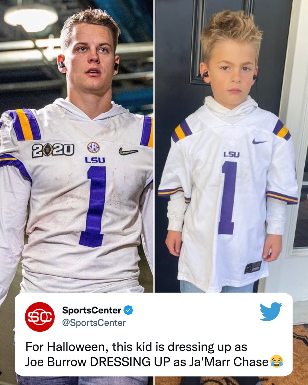 ESPN on Twitter "He's got the Joe Burrow costume down perfectly 🎯 (via