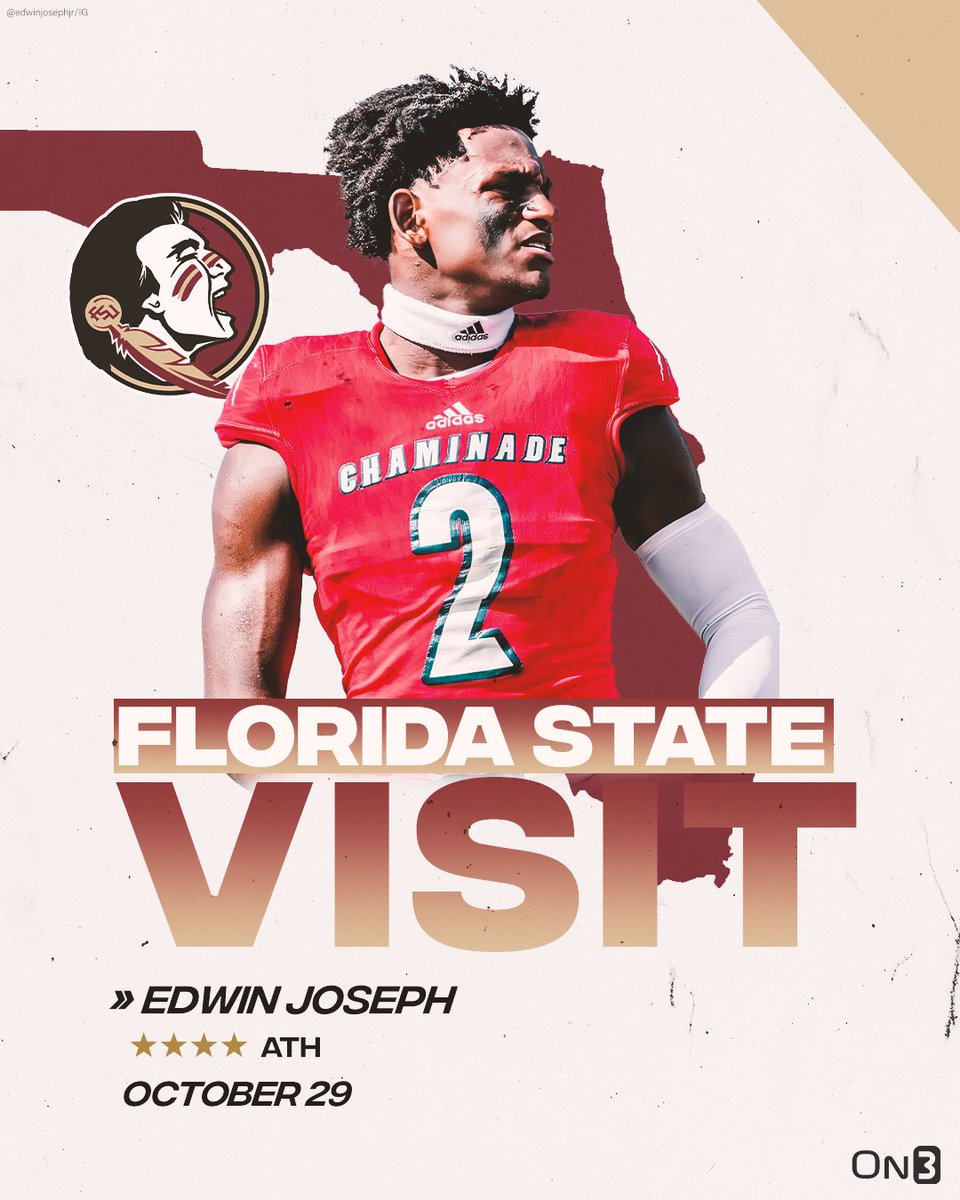 4-star athlete Edwin Joseph will visit Florida State this weekend for their game against Georgia Tech🍢 Details: on3.com/college/florid…