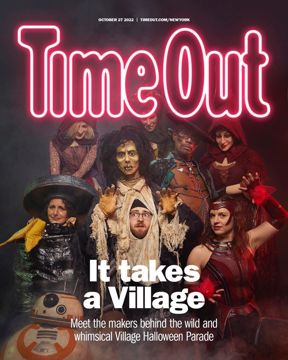Brandon_H_ART's tweet photo. Today I'm on the cover of @TimeOutNewYork with some of my favorite @NYCHalloween Artists - I'm dressed as #BillyButcherson from #HocusPocus and we're flanked by my Flying #SandersonSisters Puppets that I built from scratch! Read about it here: https://t.co/L5WkVlkWrz #Halloween https://t.co/ITw23HUn7a